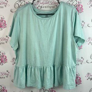 Carisma tshirt tee peplum blue Mint Green Short Sleeve Top shirt comfy flowy